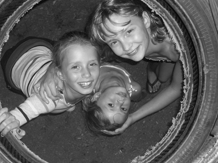 Children playing at the end of summer
